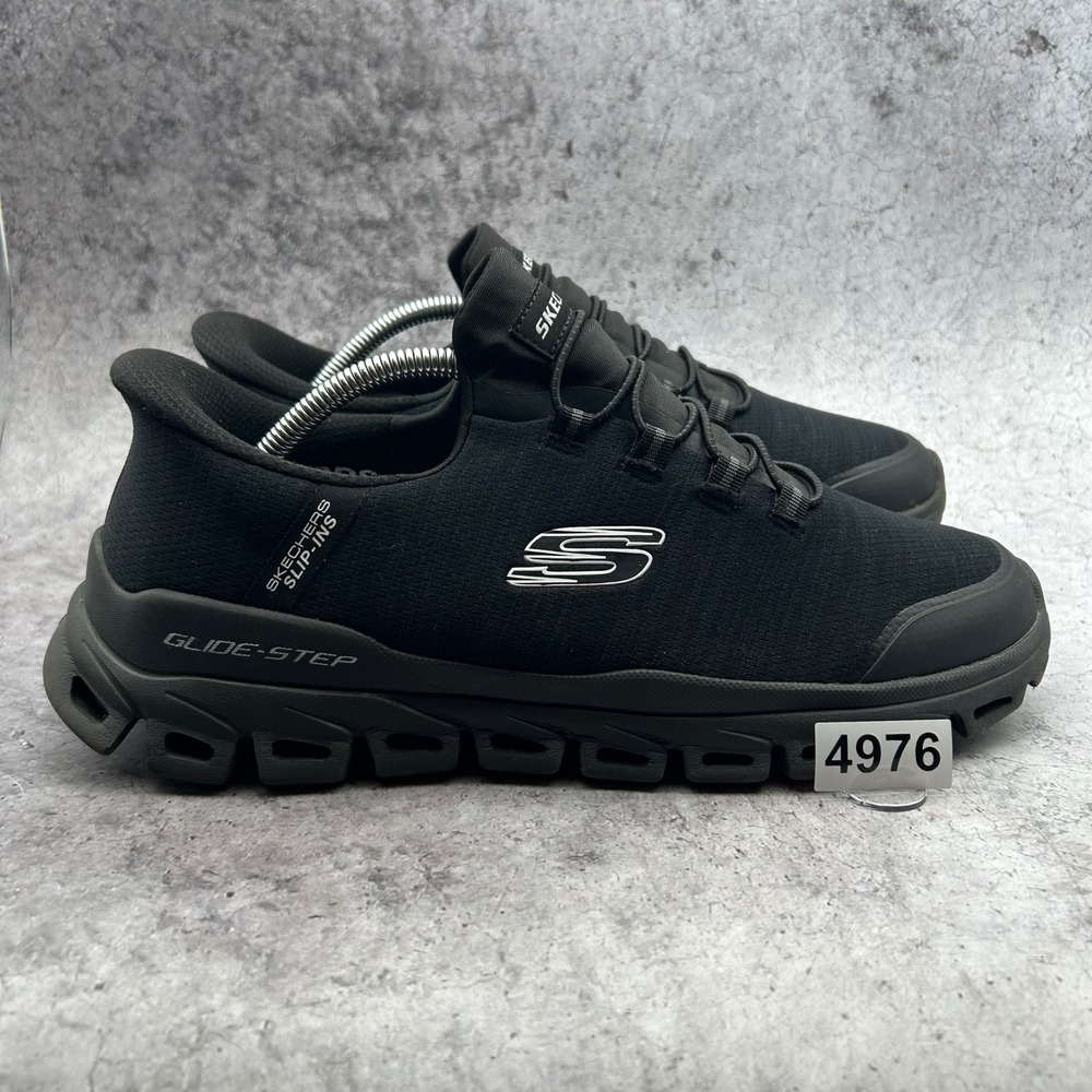Skechers Glide-Step Zefyr Men 10.5 Black Slip-Ins Sneakers 233011W Wide Fit
